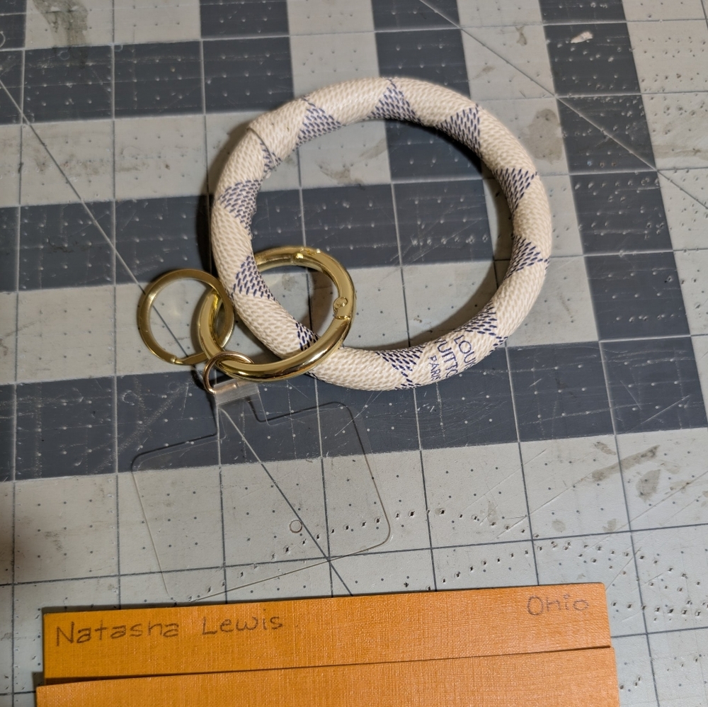 🍒Sold🍒Upcycled Bangle Keychain Phone Connector Made W Authentic LV Canvas